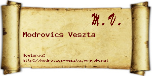 Modrovics Veszta névjegykártya